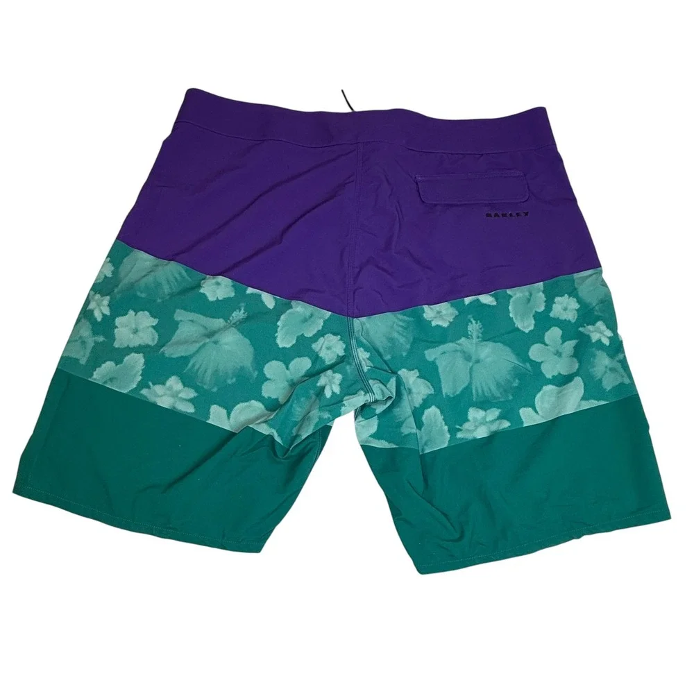 Oakley Mens Performance Fit Board Shorts Purple Teal Floral FOA403825 Size 40